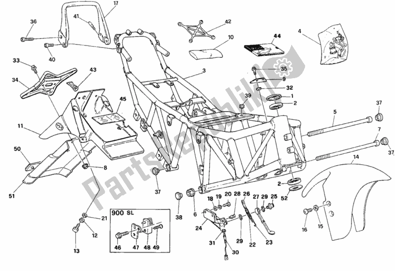 All parts for the Frame Dm 012263 of the Ducati Supersport 900 SS 1993